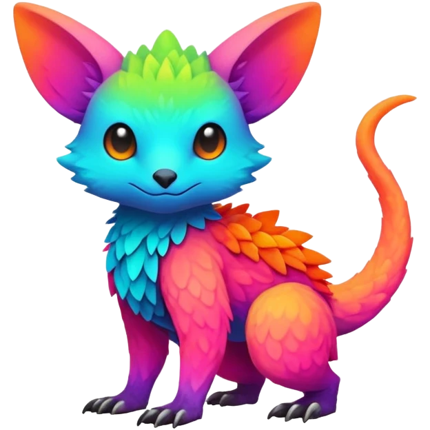 lush warm-colored colorful neon-colored Fakémon-Trico-creature (full body) emoji