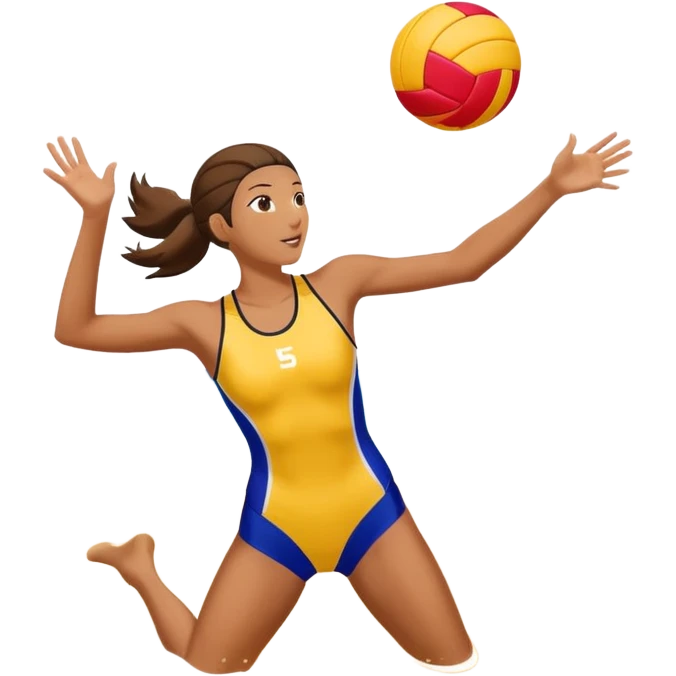 A beach volleyball player spiking a ball emoji