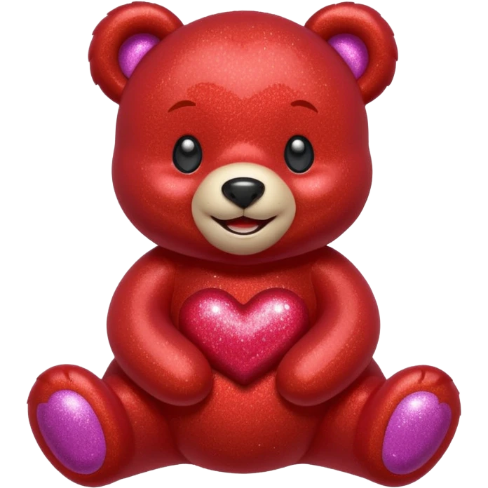 red glitter sweet bear Happy  emoji