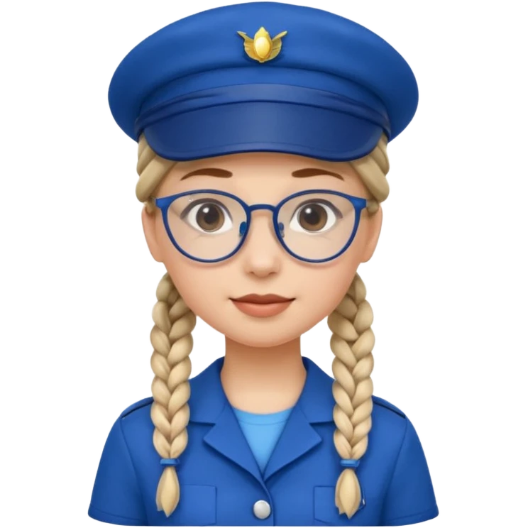 blue uniform wearing scout kid with braids and glassess with blue hat emoji