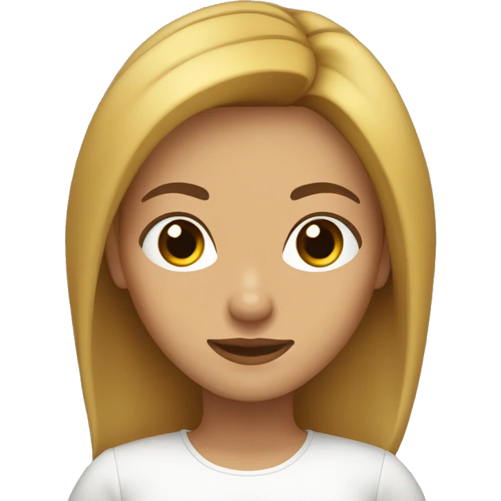 Mujer con pelo castaño ojos de color miel y cabello liso blanca  emoji