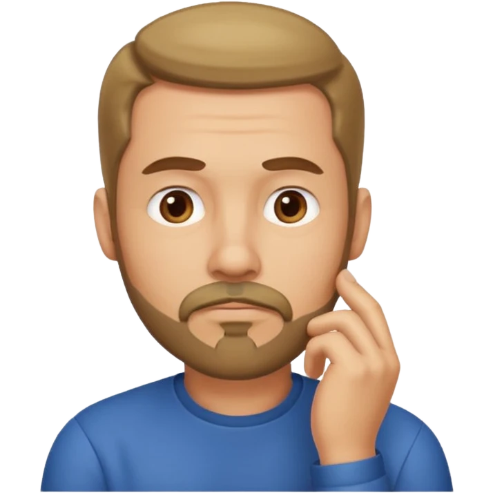 face with a goatee, looking thoughtful, hand on chin, classic emoji style emoji