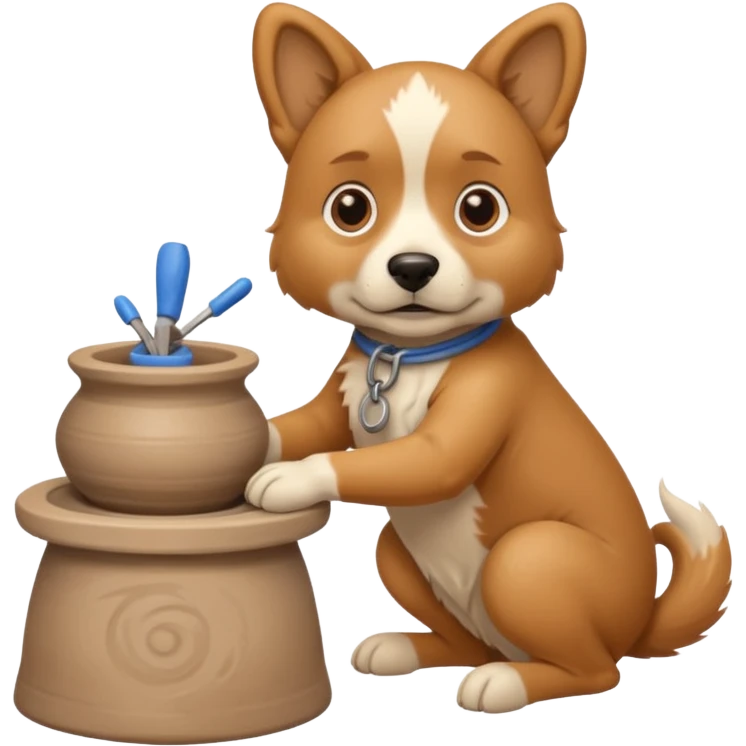 A dog behind Pottery wheel emoji