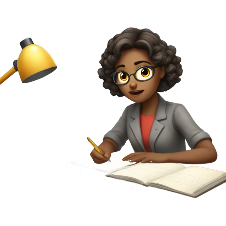 Girl study science. Write Science Review emoji