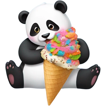 Panda eating ice creamy chicken wings with chicken breast for lunch today  emoji