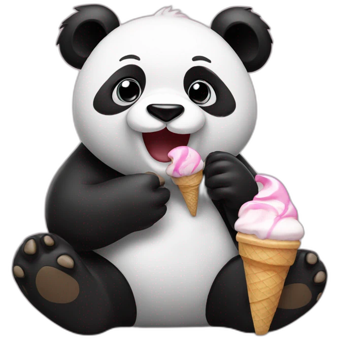 Panda eating ice cream emoji