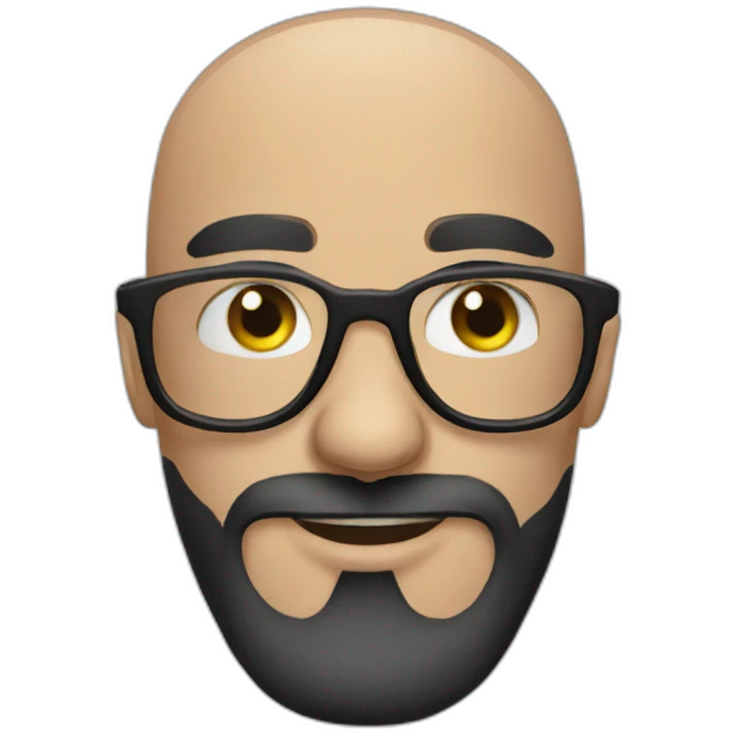 Tattooed beard man bald with glasses emoji