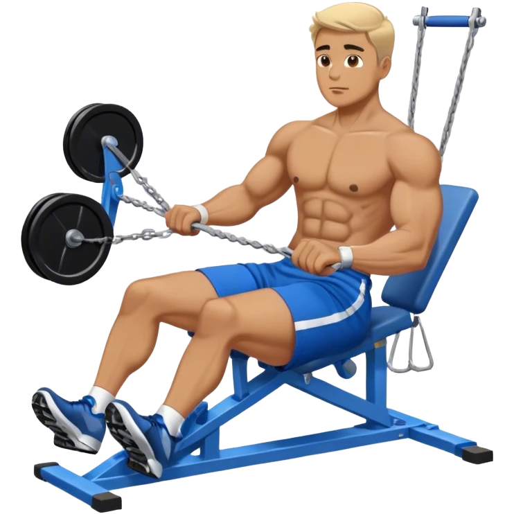 man with blue shorts doing seated cable-rows machine exercise emoji