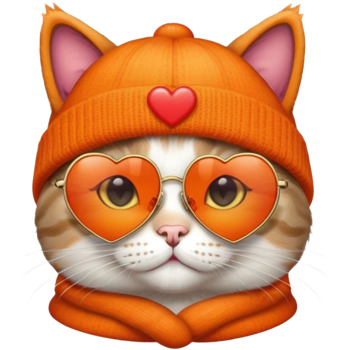 cat wearing a beanie and heart-shaped sunglasses emoji