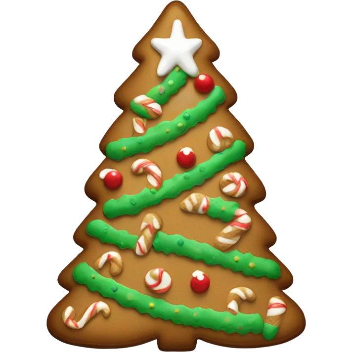 A gingerbread decorating a Christmas tree emoji