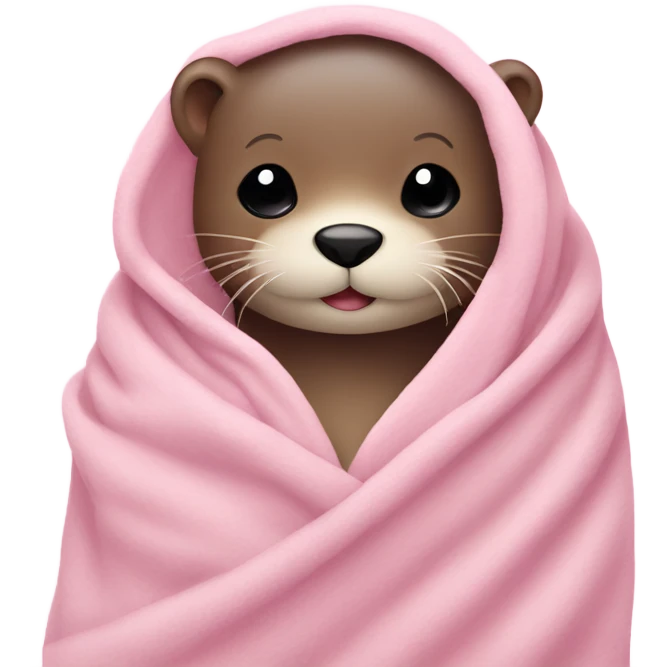 Cozy otter in baby pink blanket  emoji