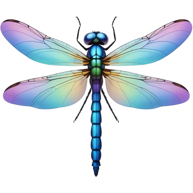 Peaceful Dragonfly change color  keep  black background  emoji
