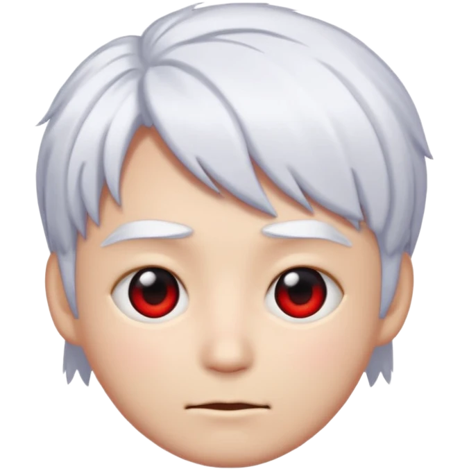 Faca um emoji com cabelo branco de anime e um dos olhos pretos com o meio vermelho emoji