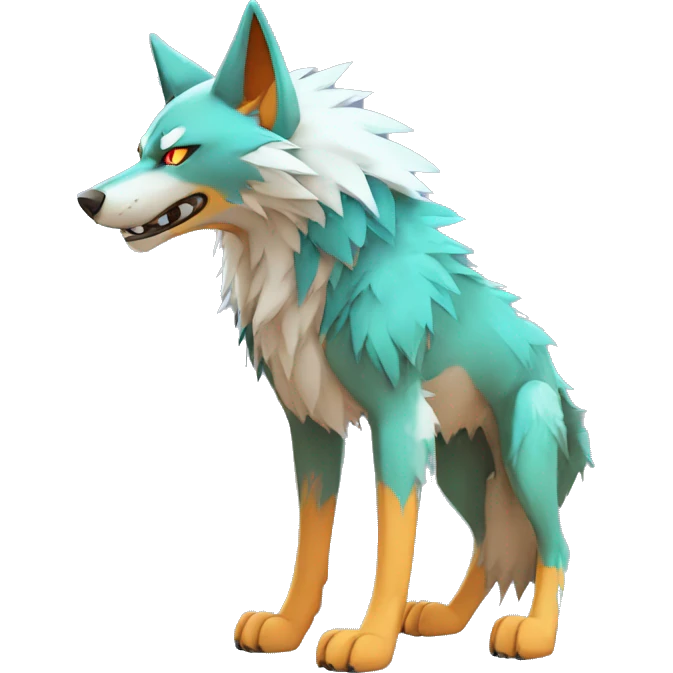  Cool Edgy Colorful Digimon-Fakemon-Wolf with edgy markings full body emoji