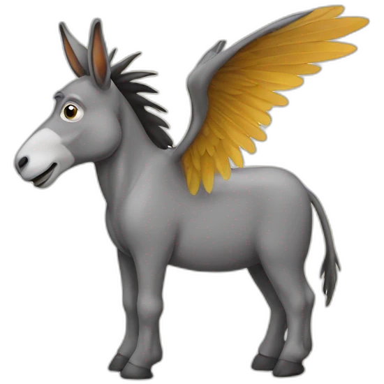 Donkey with wings and head of monkey emoji