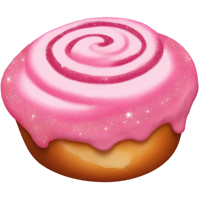Light pink cinnamon roll with hot pink glittery icing  emoji