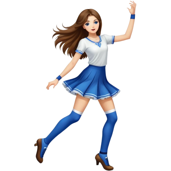 Girl with long brown hair dancing like nobody’s watching, socks on tile floor russian techno disco elegant  emoji