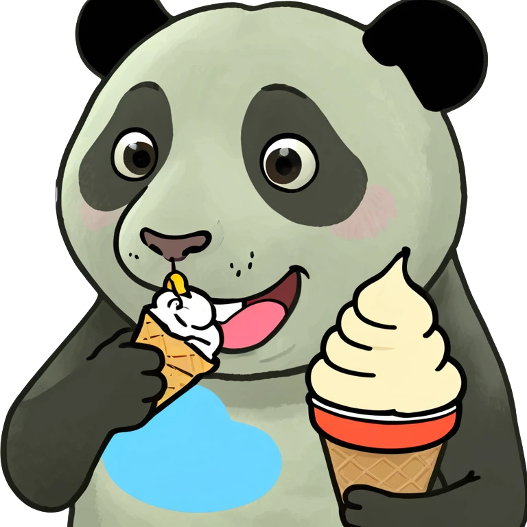 Panda eating ice cream emoji