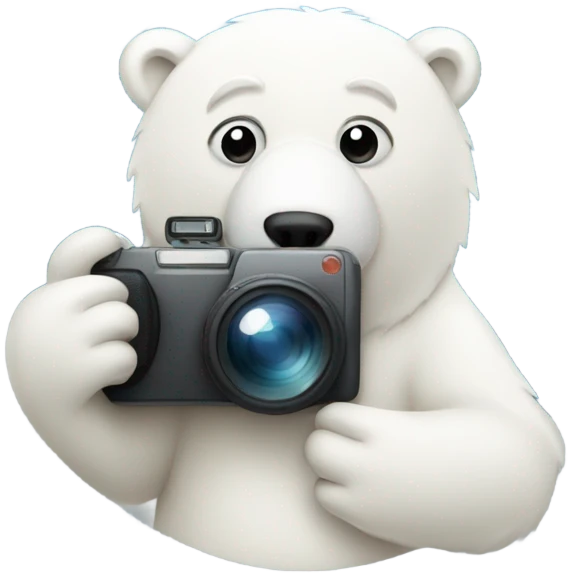 Polar bear with a camera and long lense emoji