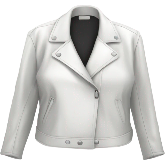 White oversize womens open button up leather jacket  emoji
