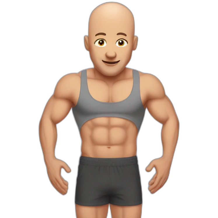 Muscle bald man handstand emoji