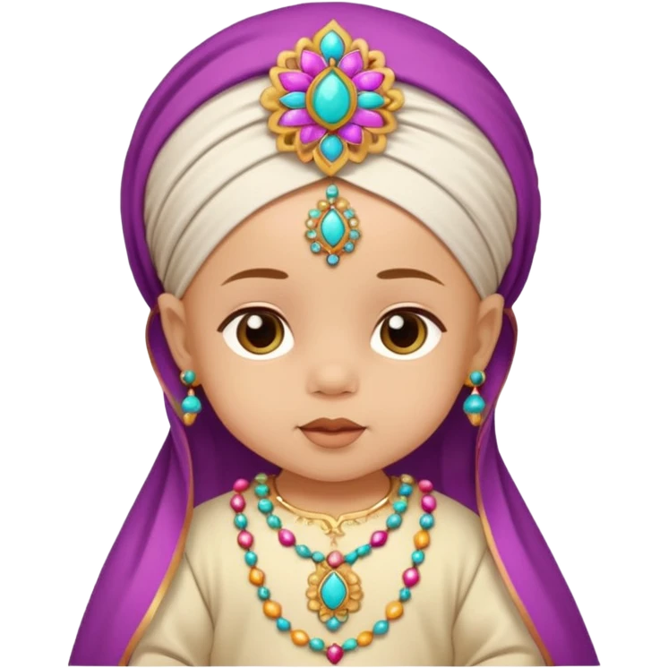  baby, dressed in colorful ghalibiya with delicate decorations emoji