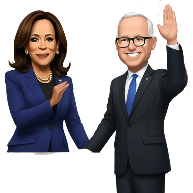 Kamala Harris and Tim Walz being sworn in at their inaugural emoji