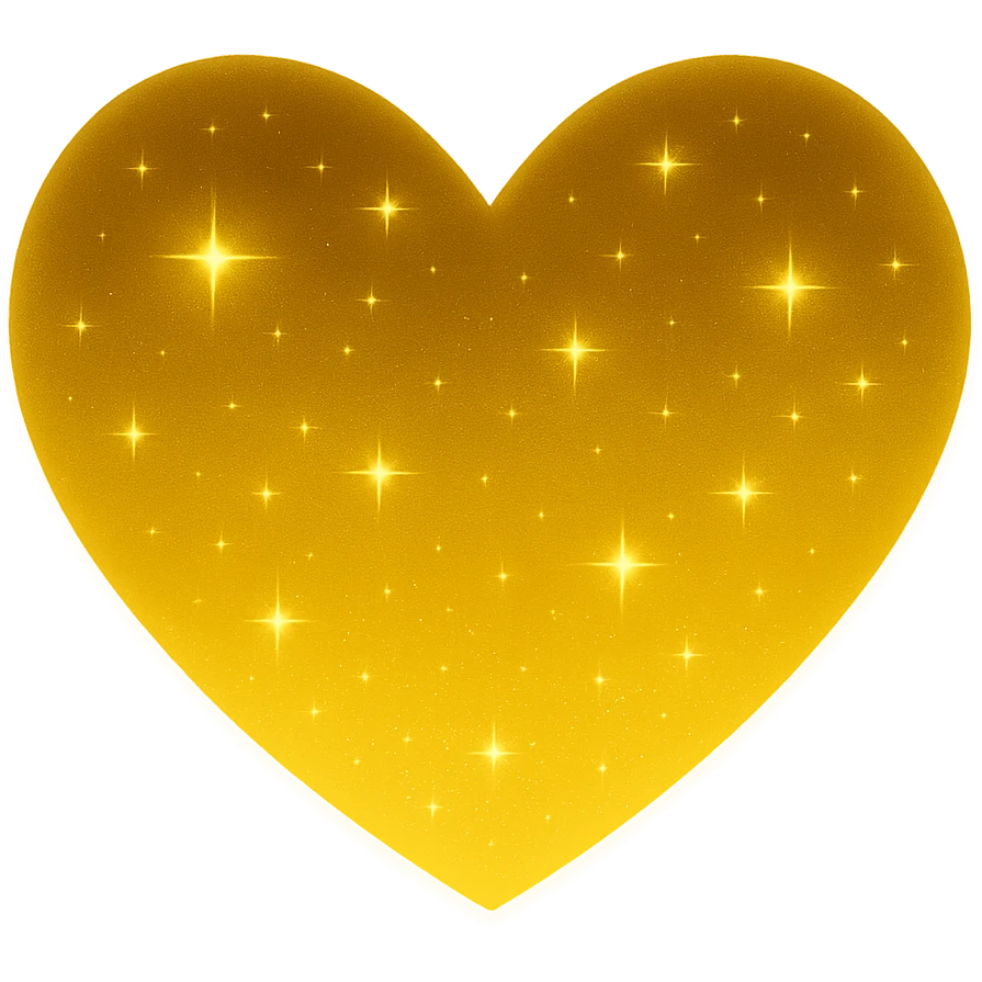 Modify the heart with a night sky gradient to a yellow night theme with a yellow gradient, more stars, and a soft glow. Remove the background entirely  emoji