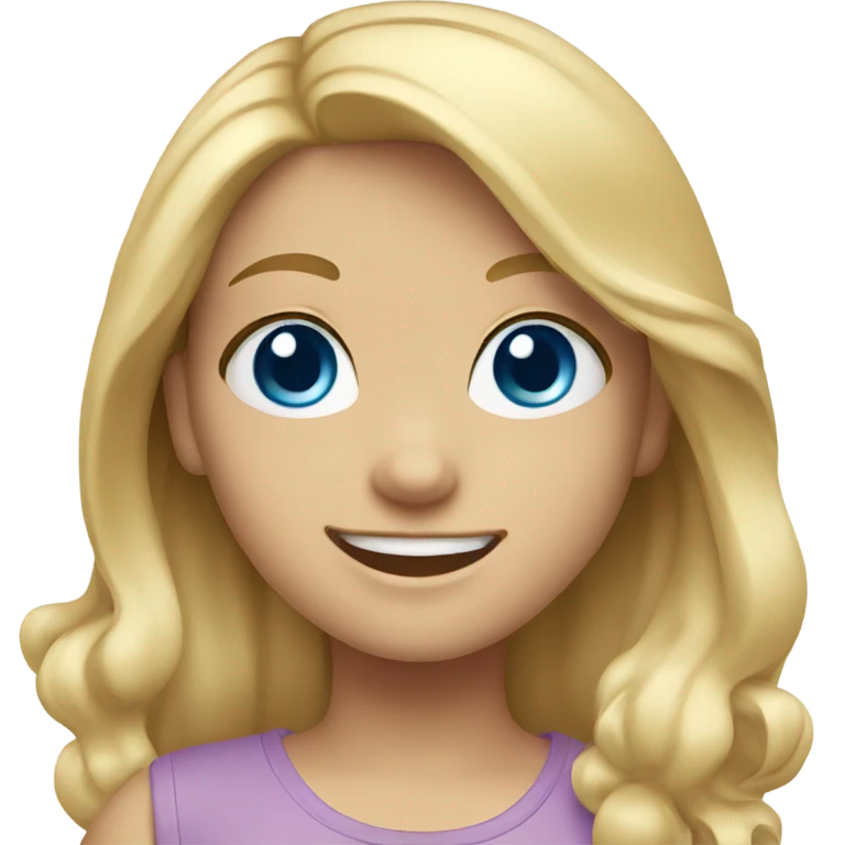 smiling girl with blonde hair blue eyes emoji