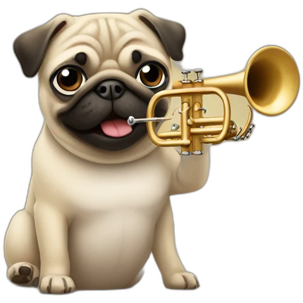 pug playing trumpet emoji