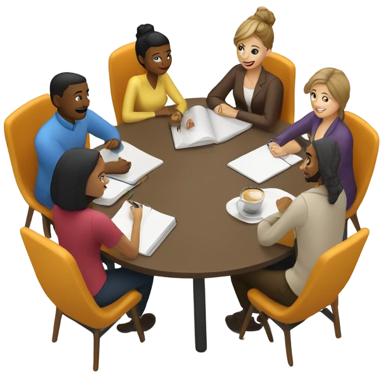 group discussion at a table emoji