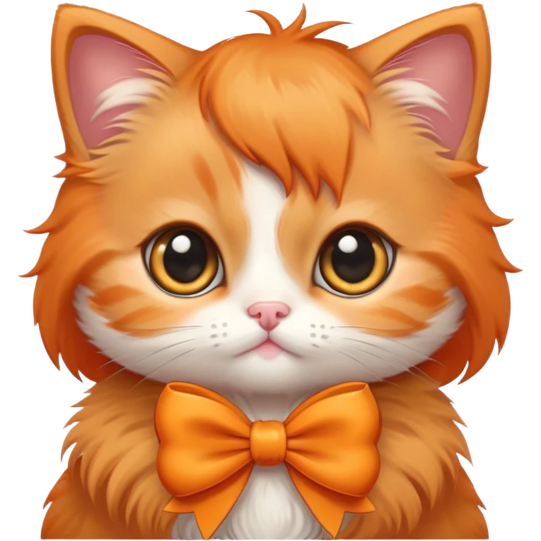 orange kitten with a bow and big eyes emoji