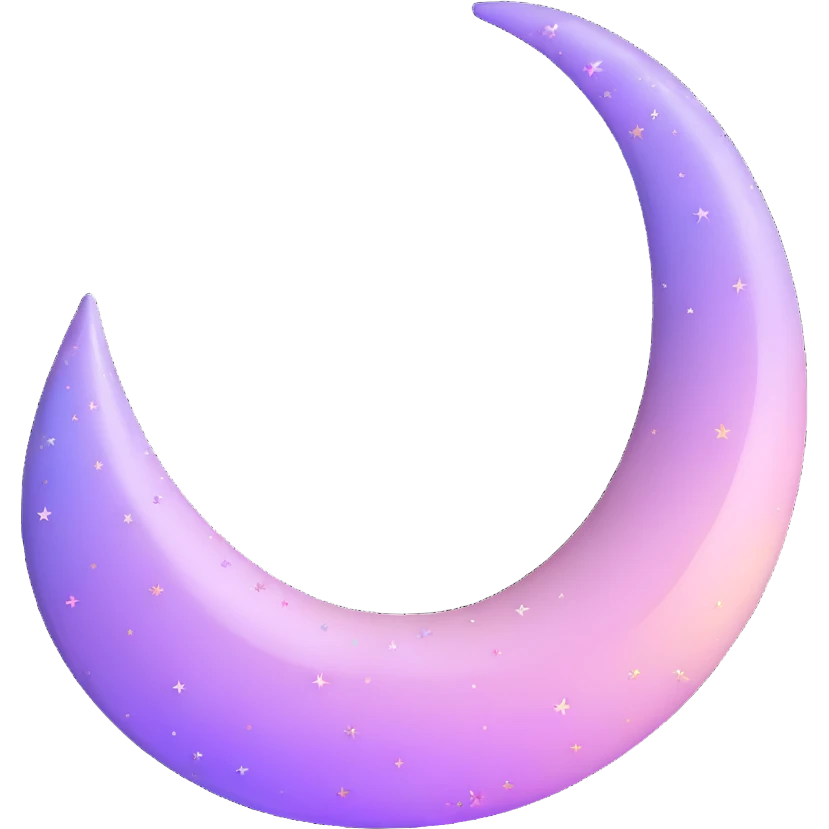 Sparkly glossy Pastel lilac-gradient crescent emoji