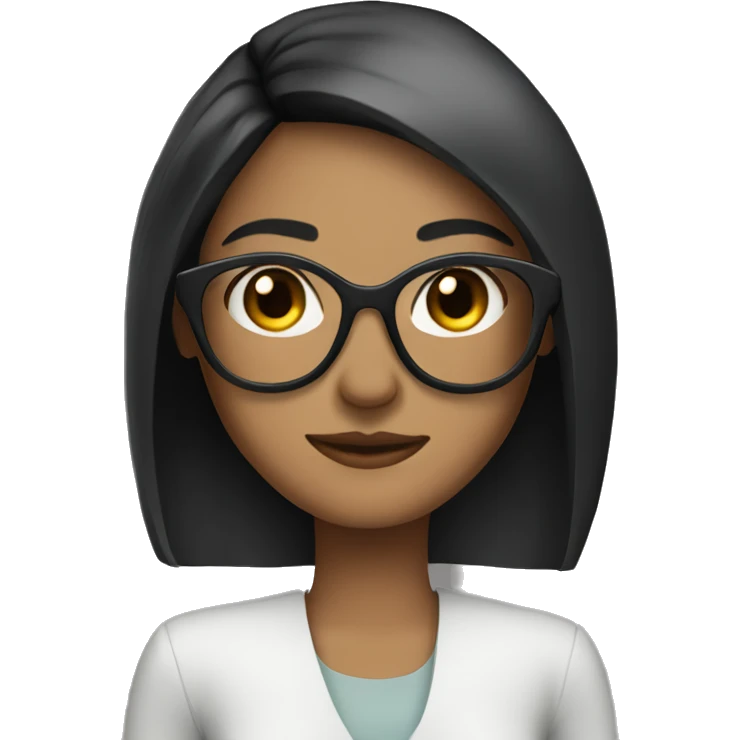 fare skin girl with black long straight hair wearing thin glasses emoji