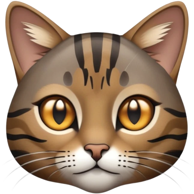 cinematic-noble-grey-and-black-brown-tabby-cat-portrait-emoji,-head-tilted-slightly-with-a-dramatic,-sleek-grey-brown-fur-with-dark-black-tabby-stripes,-sparkling-amber-eyes-barely-open,-simplified-yet-irresistibl emoji