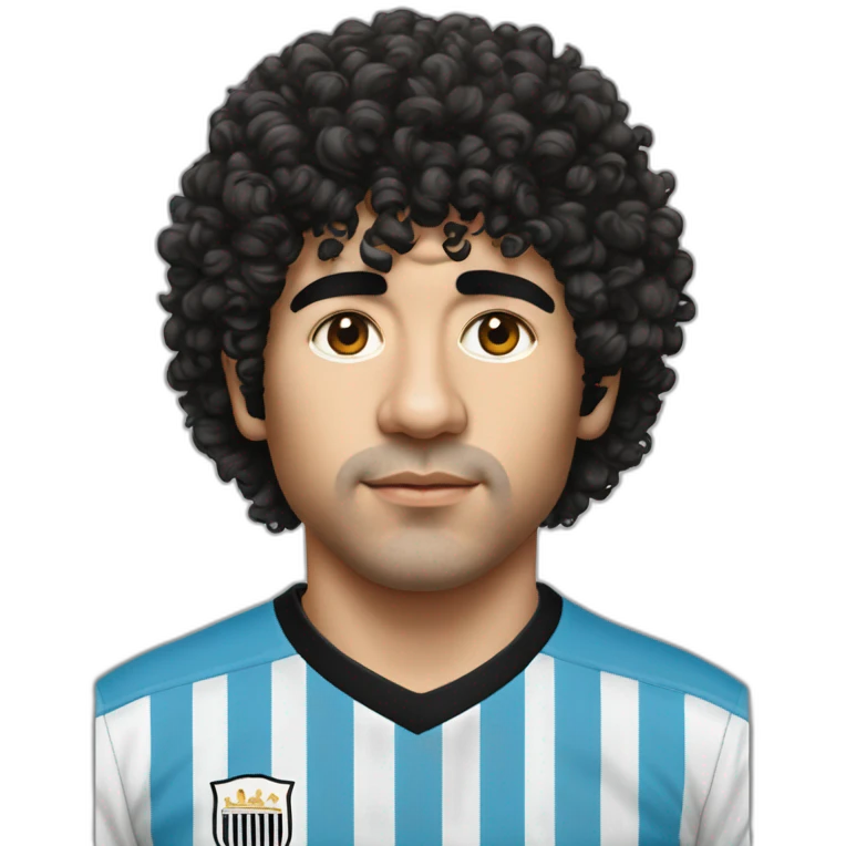 Curly hair Maradona 86 argentina stripes tshirt emoji