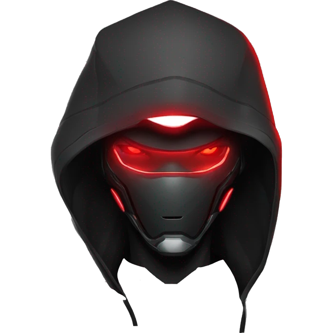 developer behind his laptop with this style : crysis Cyberpunk Valorant neon glowing bright red character dark red black hooded assassin themed character emoji