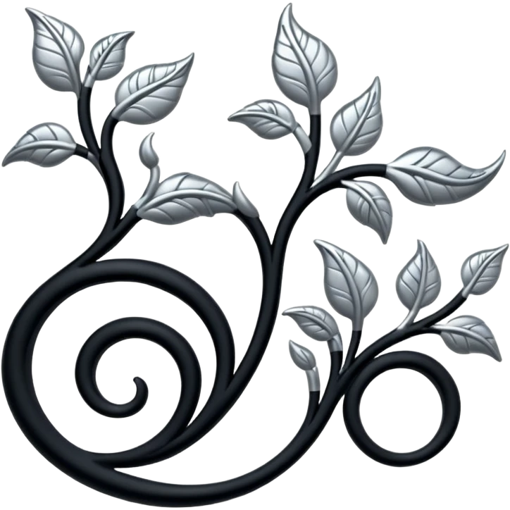 Black and silver filigree vine design, 3D, extremely detailed design emoji