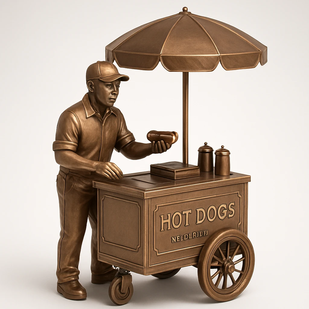 hotdog seller in New York with cart emoji