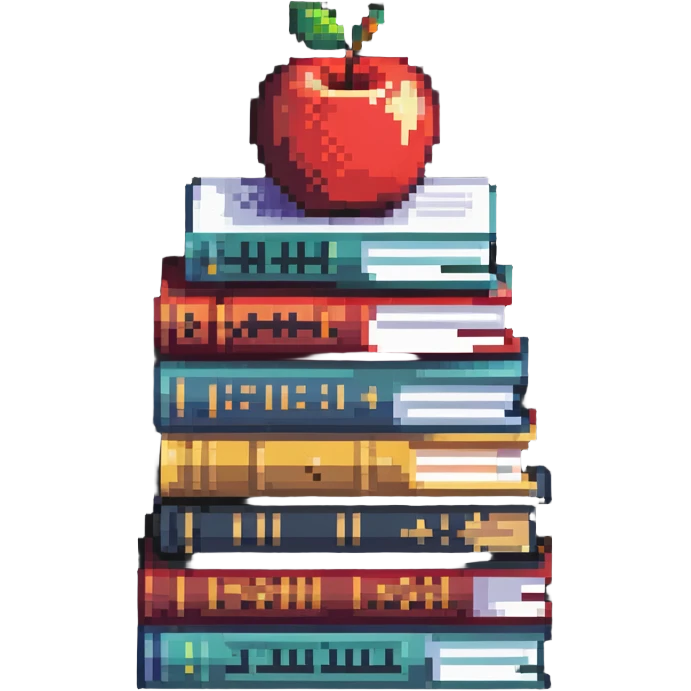 stack of school books with an apple emoji