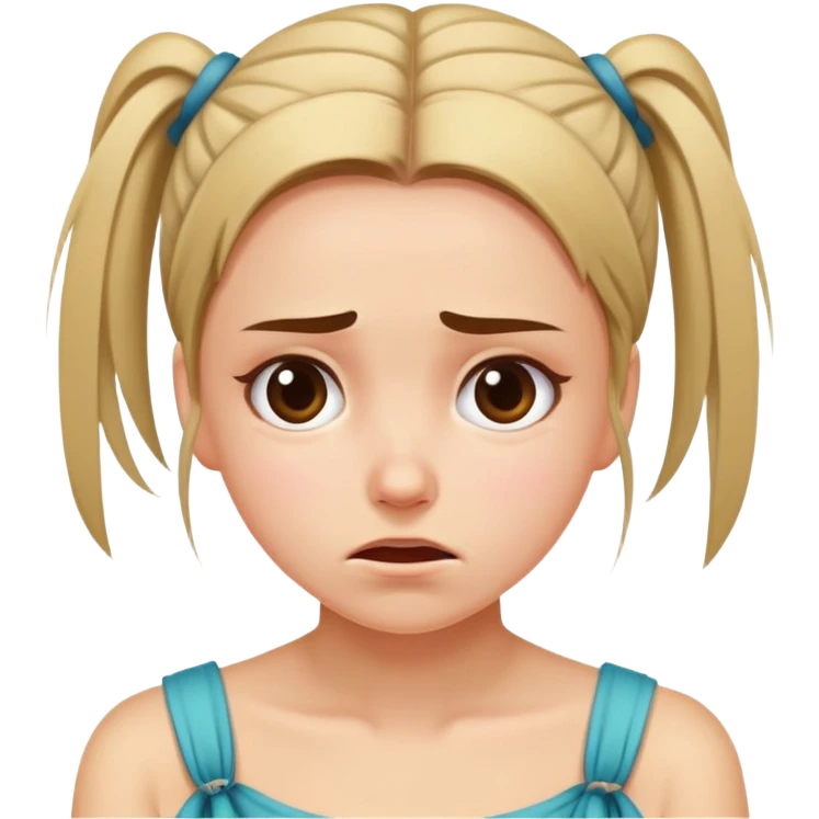 Girl showing embarrassment, fair skin, tied back hair emoji