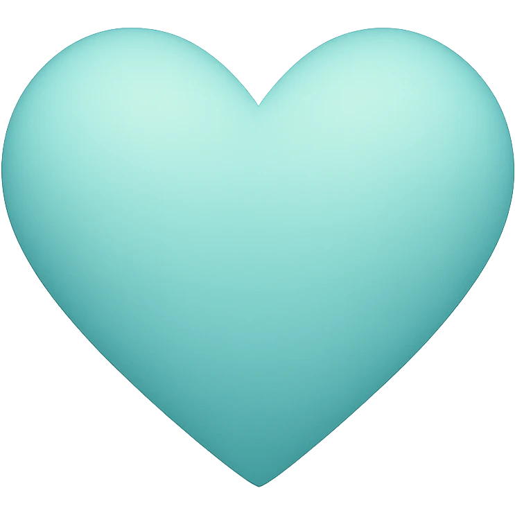 heart with a soft teal gradient, clean digital illustration emoji