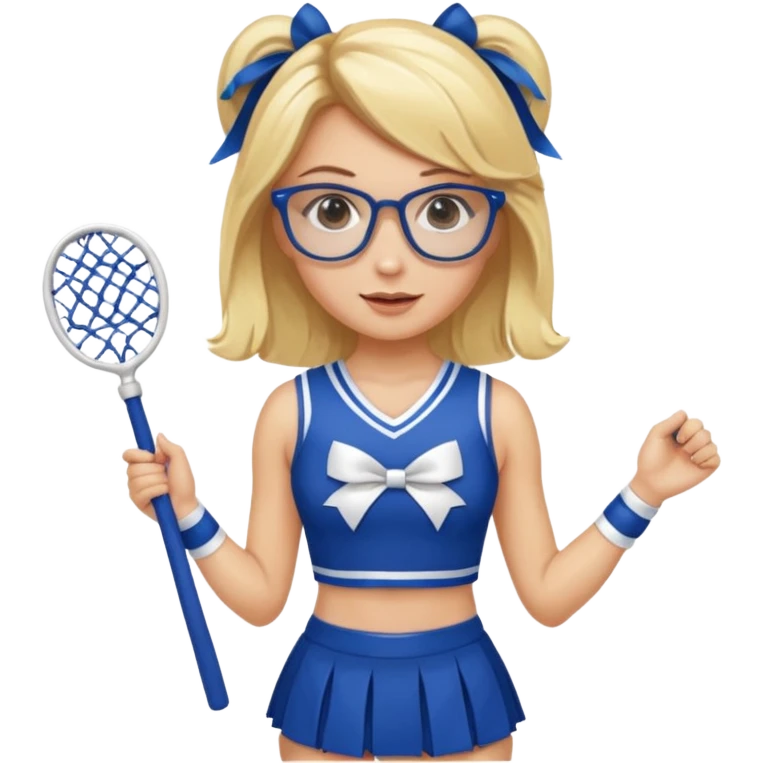  Sexy Dominatrix blonde hair and glasses full body with whip in a cheerleaders outfit  emoji