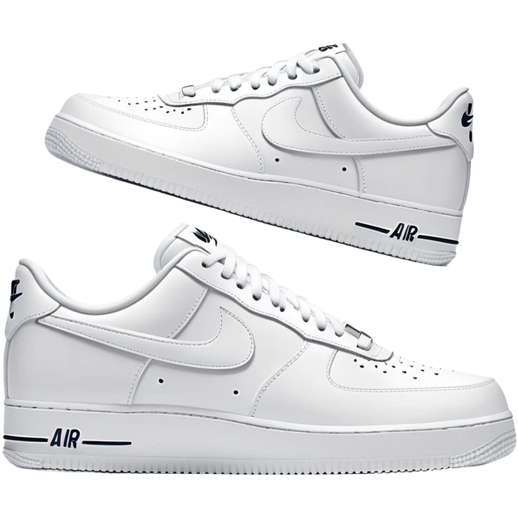 Pristine white Nike Air Force 1 with visible Nike swoosh logo emoji