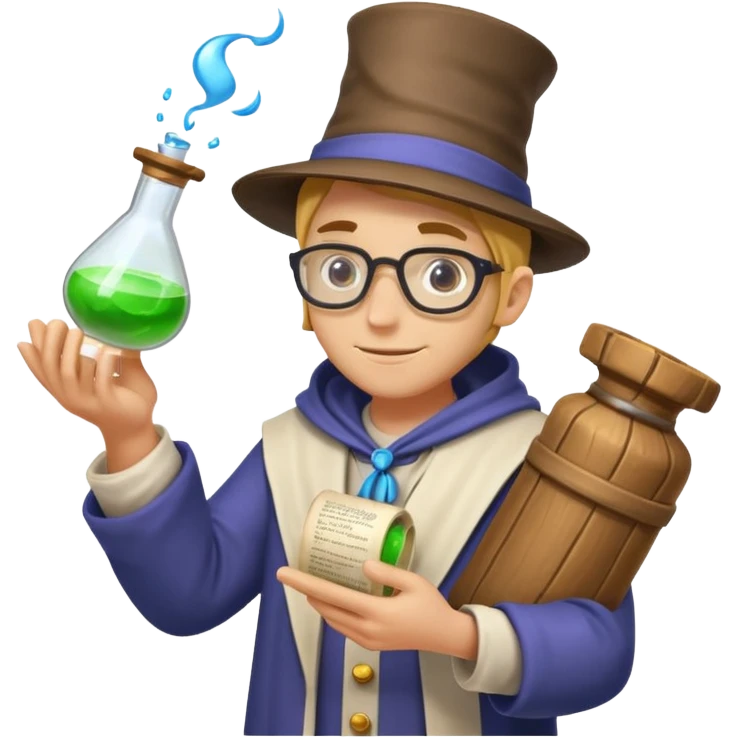 alchemist character holding upgraded formula scroll emoji