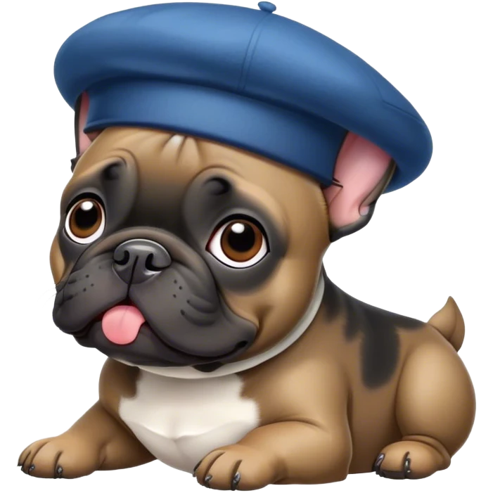 Black French bulldog wearing French hat  emoji