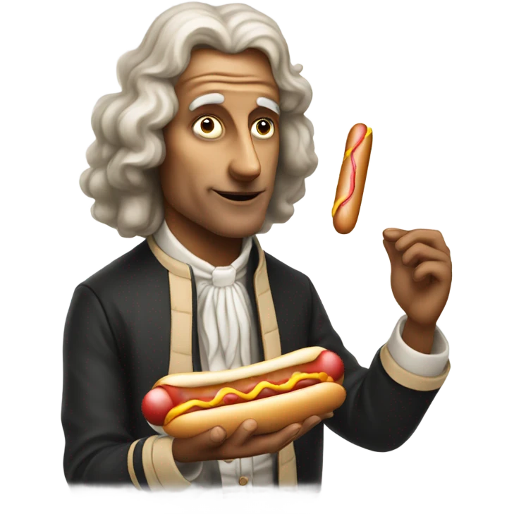 Isaac newton eating a hot dog emoji