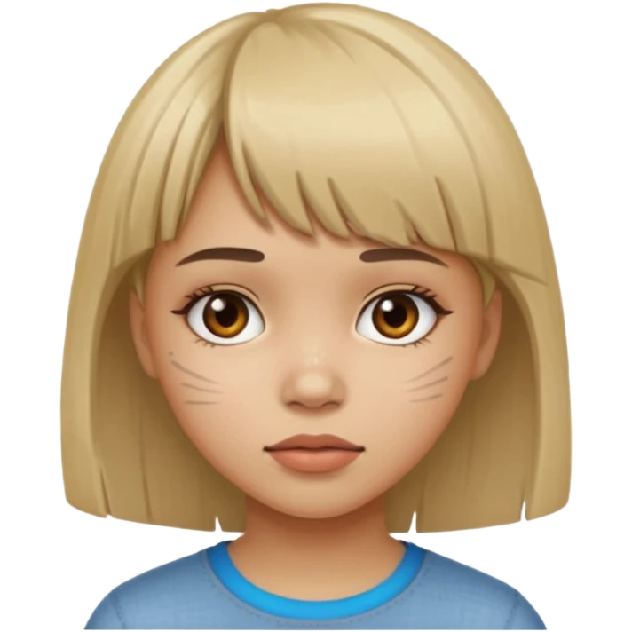 menina com a cara arranhada e franja emoji