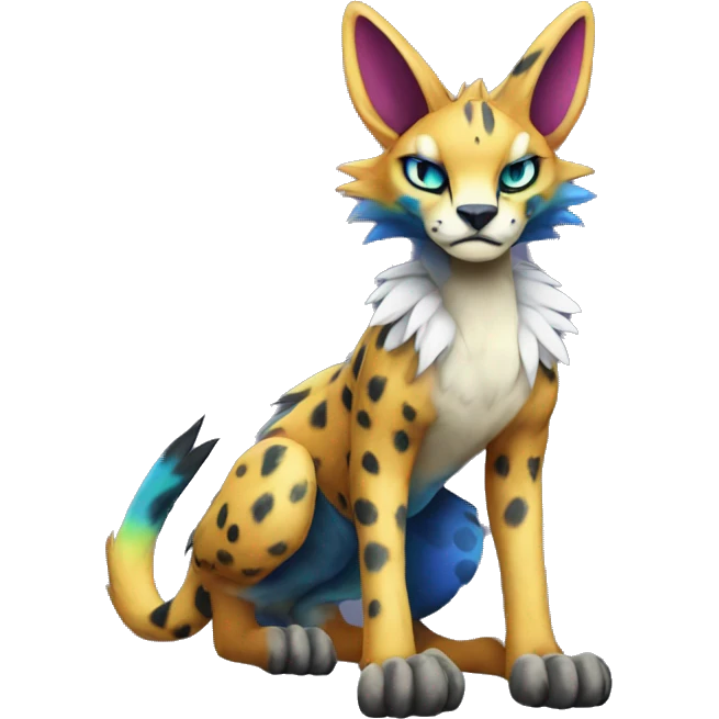 Epic Edgy Colorful Sergal-Serval-Vernid full body emoji