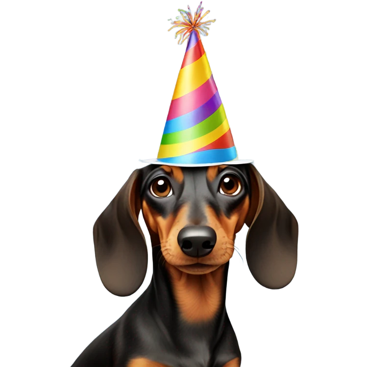 Dachshund with a birthday hat emoji